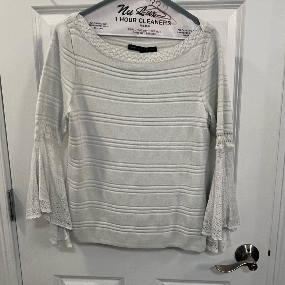 White Lace Bell Sleeve Top